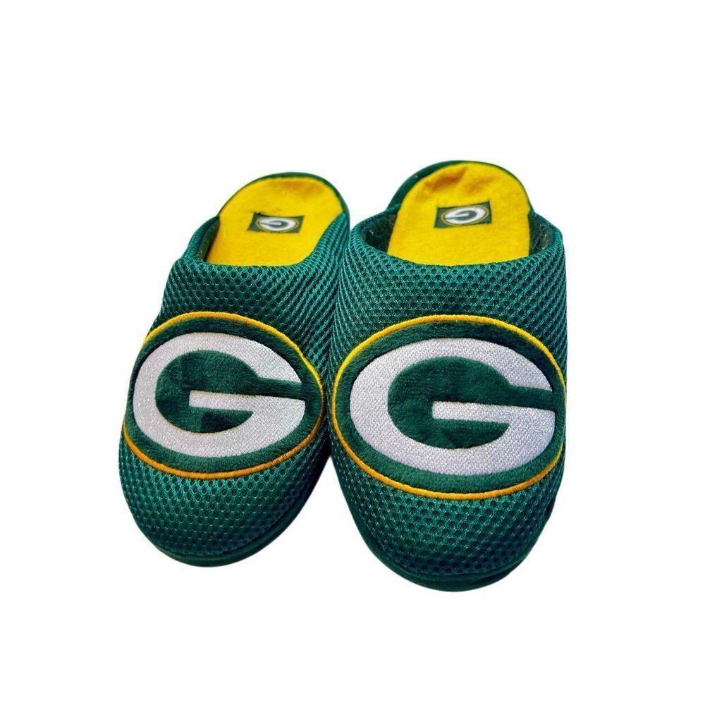 Green Bay Packers Plush Slide Slippers Size L 5-6  Boys NFL Football